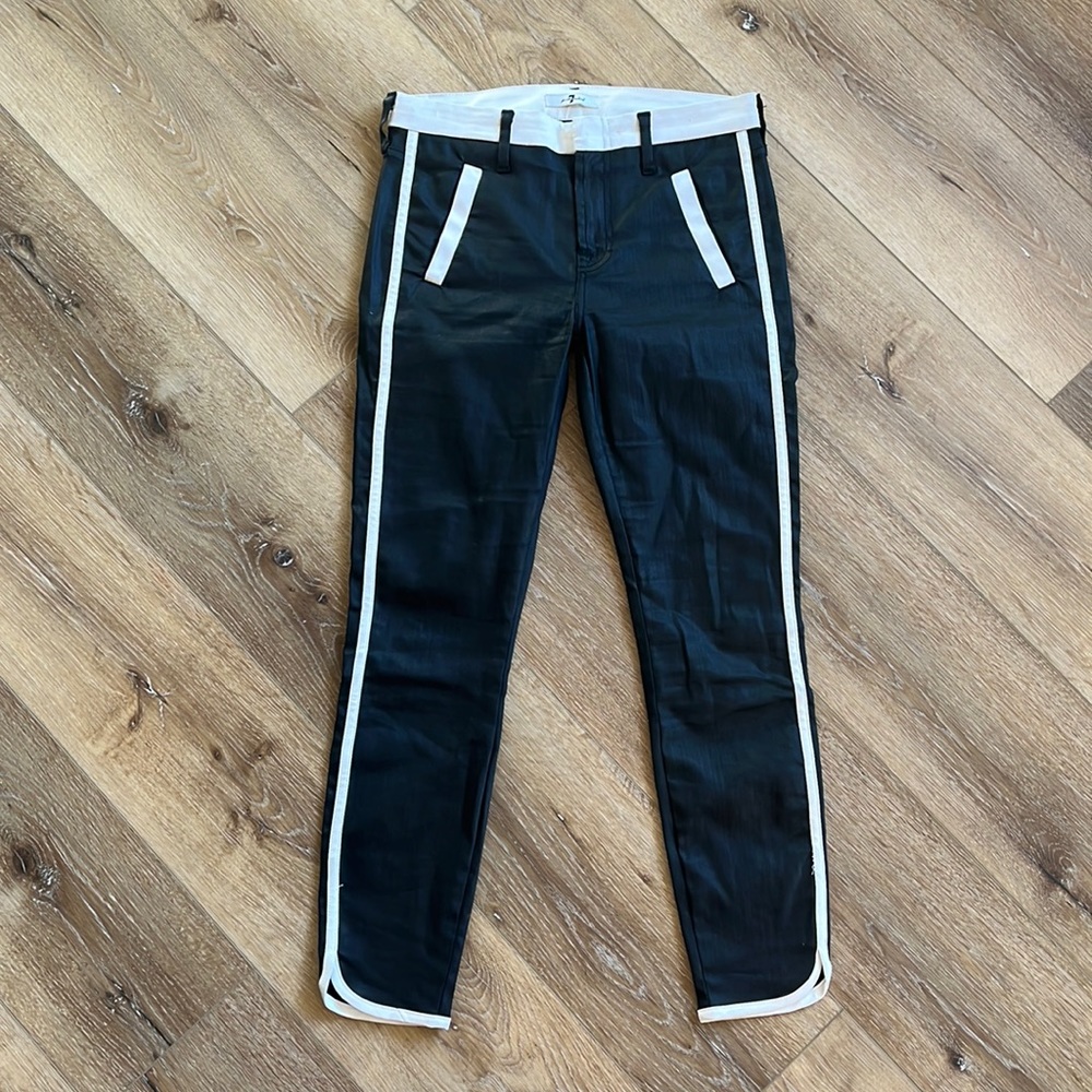 7 FOR ALL MANKIND Sportif Crop Jeans Black & White - Picture 4 of 13